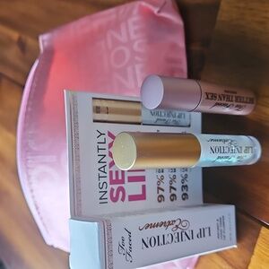 Too Faced Lip Injection & Better Than Sex Mascara - Plus Pink Cosmetic Bag.